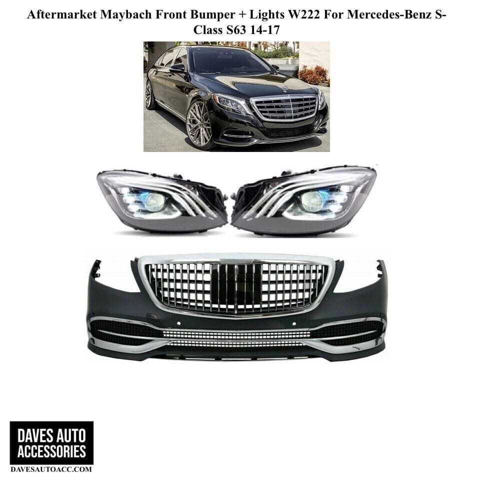 Forged LA VehiclePartsAndAccessories Aftermarket W222 Full Body Kit + Lights For Mercedes-Benz S-Class S65 Maybach