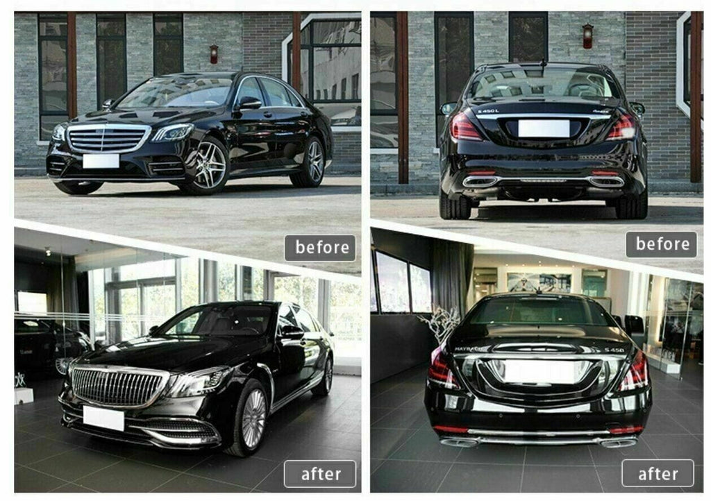 W222-MB-BK VehiclePartsAndAccessories Aftermarket W222 Full Body Kit + Lights For Mercedes-Benz S63 S65 -Maybach Style