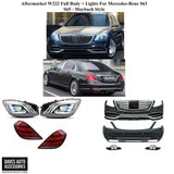 Aftermarket W222 Full Body Kit + Lights For Mercedes-Benz S63 S65 -Maybach Style
