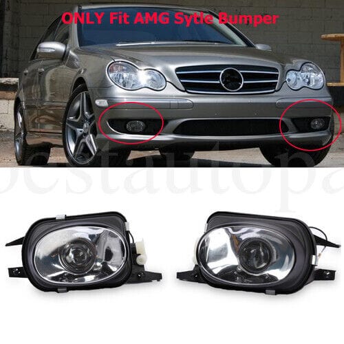 Forged LA VehiclePartsAndAccessories AMG Style Front Bumper Clear Fog Lights For Mercedes Benz W203 C32 C55 AMG