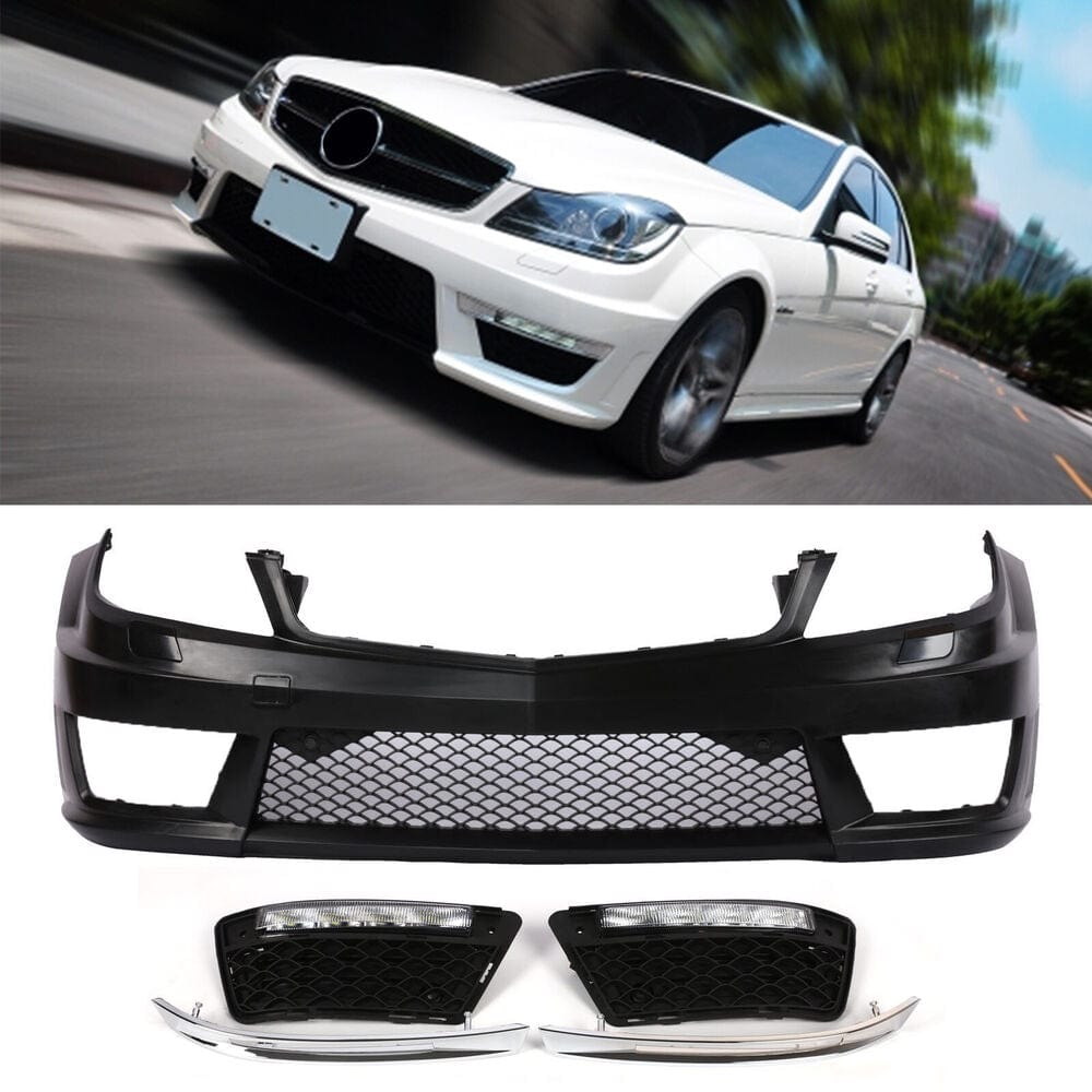 Forged LA VehiclePartsAndAccessories AMG Style Front Bumper W/ DRL W/o PDC For Mercedes W204 12-15 C-Class C250 C300
