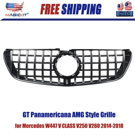 Forged LA VehiclePartsAndAccessories Black+Chrome GT Grill For 2014-2018 Mercedes Benz V Class W447 V250 V260 Viano