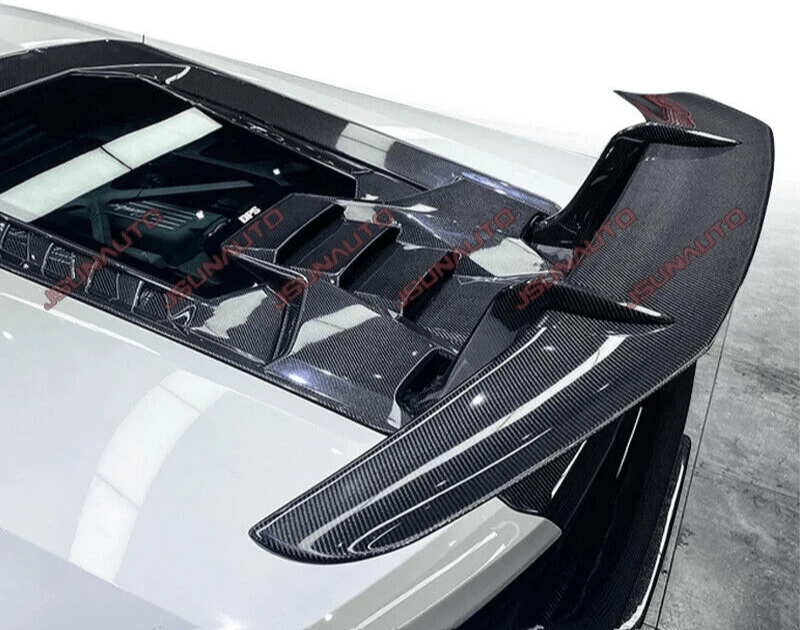 Forged LA VehiclePartsAndAccessories Carbon Fiber Performance Style Rear Engine Cover Hood Trunk With Glass For Lamborghini Huracan LP580 610