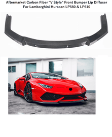 Forged LA VehiclePartsAndAccessories Carbon Fiber V Style Front Bumper Lip Diffuser - Lamborghini Huracan LP610 580