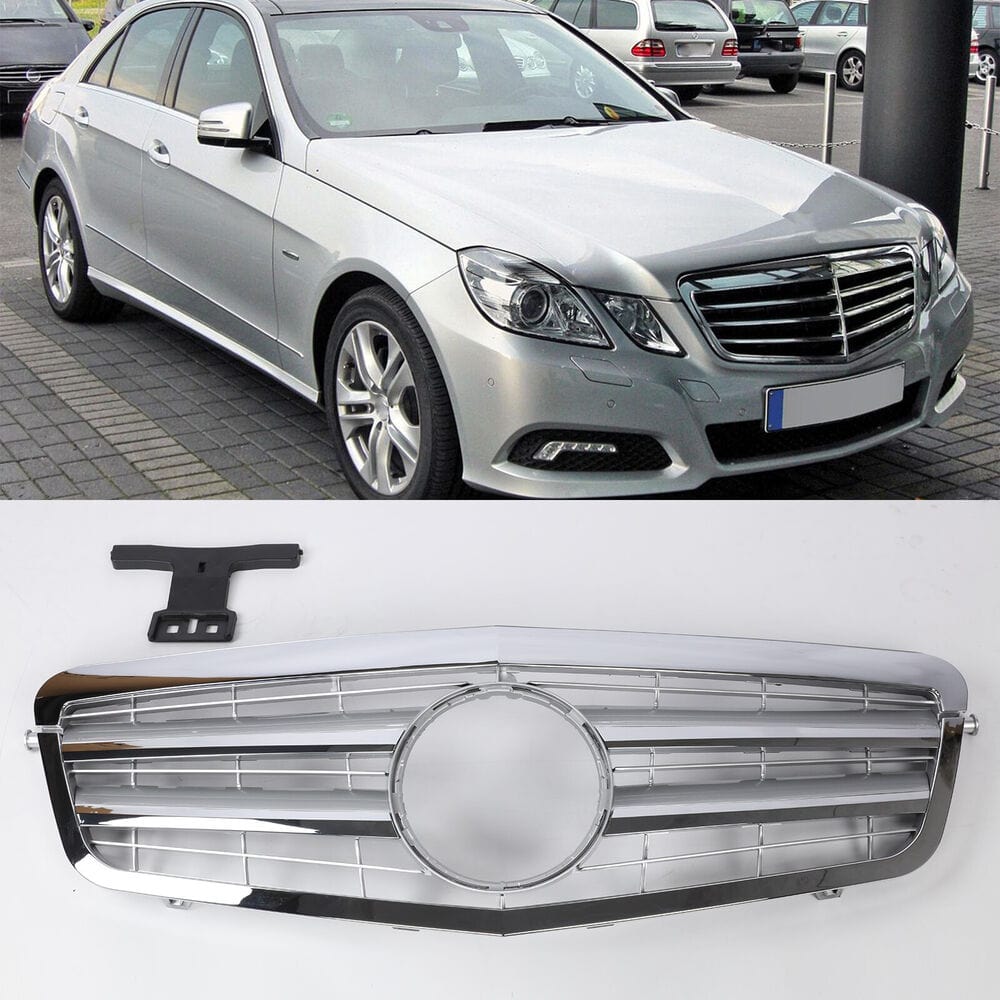 Forged LA VehiclePartsAndAccessories Fit 2010-2013 W212 Mercedes Benz E-Class Front Grille Grill Chrome Silver