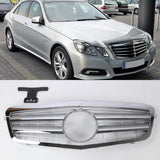 Fit 2010-2013 W212 Mercedes Benz E-Class Front Grille Grill Chrome Silver