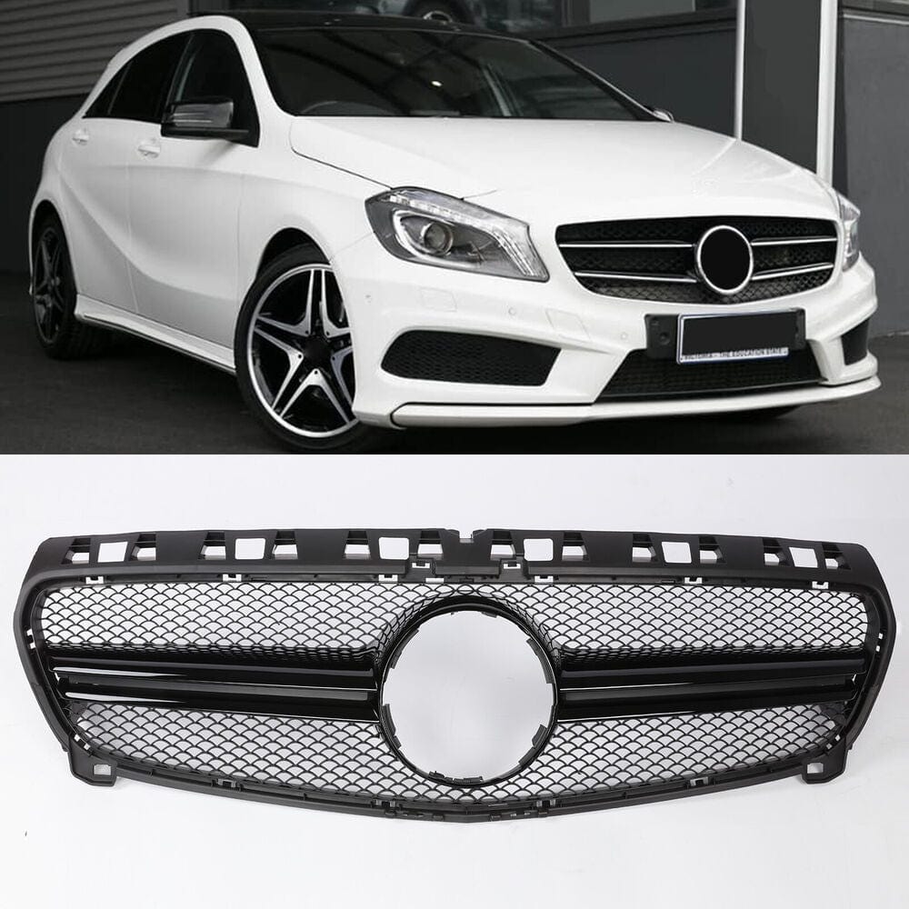 Forged LA VehiclePartsAndAccessories Fit Benz W176 A-Class A180 200 A45 AMG AMG Style Front Bumper Grille Gloss black