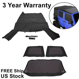 Forged LA VehiclePartsAndAccessories For 2007-2009 Jeep Wrangler 4 Door Replacement Black Soft Top Tinted Windows