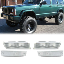 Forged LA VehiclePartsAndAccessories For 97-01 Jeep Cherokee Clear Chrome Front Corner Lamps + Bumper Signal Lights