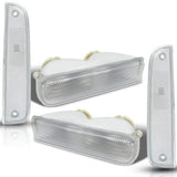 For 97-01 Jeep Cherokee Clear Chrome Front Corner Lamps + Bumper Signal Lights