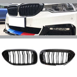 For BMW 5 Series G30 G31 G38 Gloss Black Front Kidney Grille Dual Slat 17-18