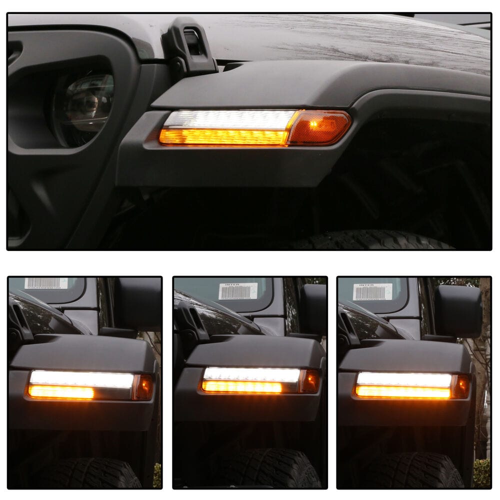 Forged LA VehiclePartsAndAccessories For Jeep Wrangler JL 2018-2020 Front Fender Flare Fog eyebrow Lights+Side Lights
