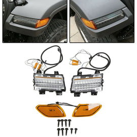 Forged LA VehiclePartsAndAccessories For Jeep Wrangler JL 2018-2020 Front Fender Flare Fog eyebrow Lights+Side Lights