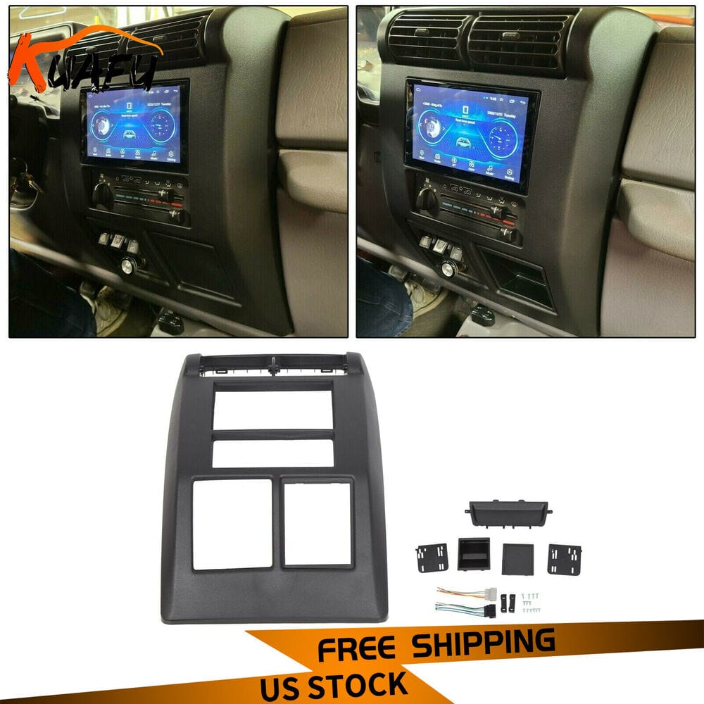 Forged LA VehiclePartsAndAccessories For Jeep Wrangler TJ 1997-2002 Black Double Dash Bezel Radio Stereo Mounting Kit