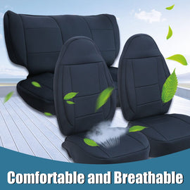 Forged LA VehiclePartsAndAccessories FOR JEEP WRANGLER TJ 4WD 1997-2002 KUAFU BLACK CLOTH SEAT COVER FRONT & REAR