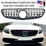 For Mercedes-Benz C217 W217 S500 S550 Coupe 2014-2017 Chrome Fins GT-R Grille