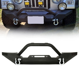 Forged LA VehiclePartsAndAccessories Front & Rear Bumper for 1987-2006 Jeep YJ Wrangler TJ w/D-Ring &Led Lights