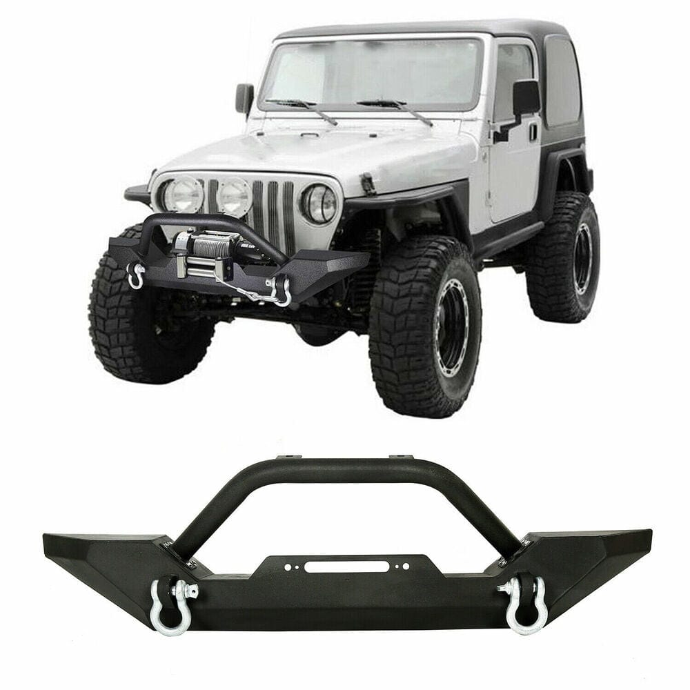 Forged LA VehiclePartsAndAccessories Front & Rear Bumper for 1987-2006 Jeep YJ Wrangler TJ w/D-Ring &Led Lights