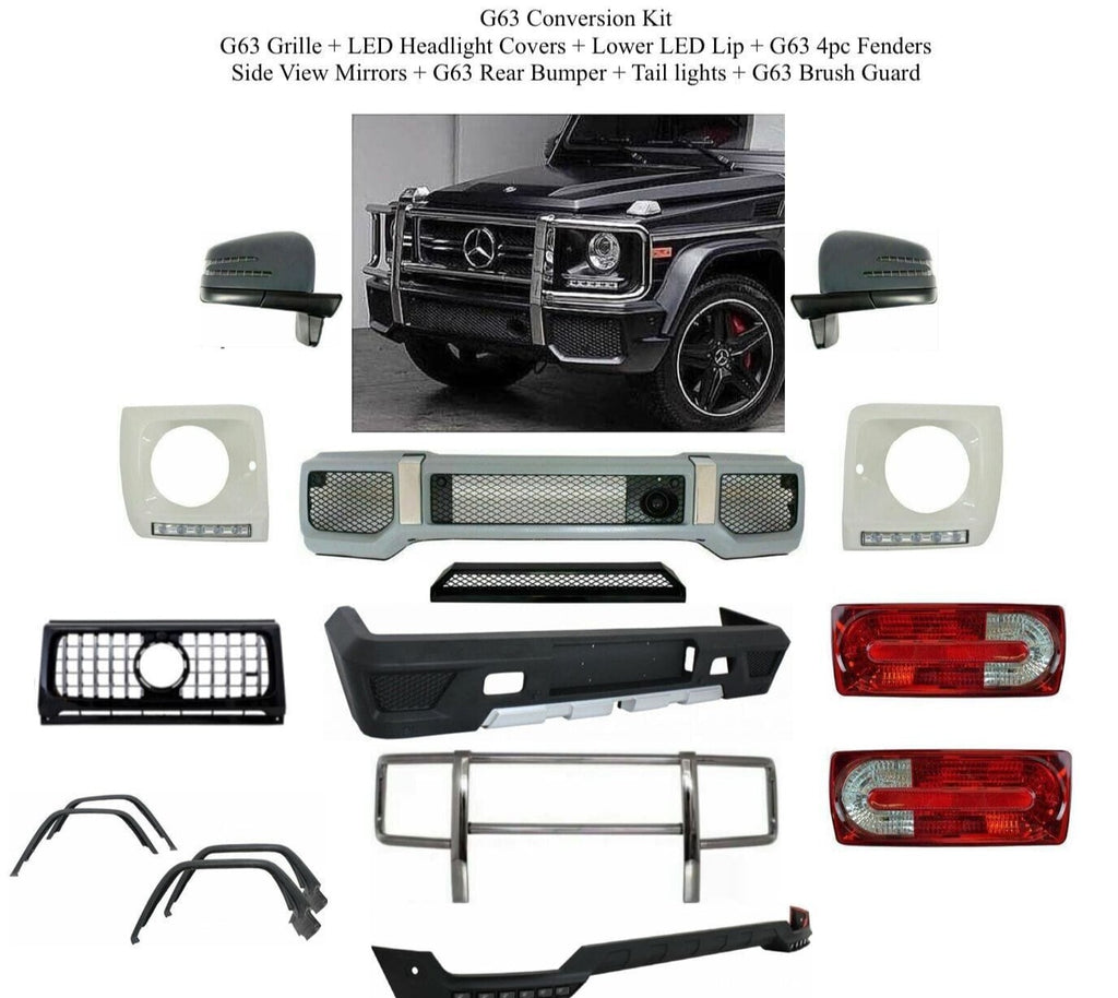 Aftermarket Products VehiclePartsAndAccessories G63 AMG Kit Bumpers Flares LED LIP G500 G550 Grille Tip Covers Guard Tips Parts