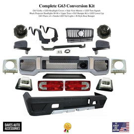 Aftermarket Products VehiclePartsAndAccessories G63 Body Kit Full Conversion Bumpers Flares tail lights lip LED Signal Grille