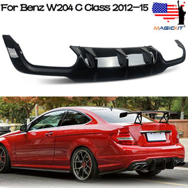Forged LA VehiclePartsAndAccessories Gloss Black Rear Bumper Diffuser Lip For Mercedes Benz W204 C200 C180 C250 C300