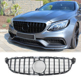GT R AMG Style Front Grille for Mercedes W205 C63 C63S 2015-18 Black W/o Camera