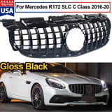 GT R Style Front Grille Fit For BENZ 2016-2020 SLC200 SLC300 R172 Glossy Black