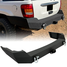 Forged LA VehiclePartsAndAccessories KUAFU For 1999-2004 Jeep Grand Cherokee WJ Rear STEEL Bumper W/Hitch Receiver