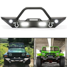 Forged LA VehiclePartsAndAccessories KUAFU Front Bumper Unlimited for Jeep Wrangler 07-18 JK Built-in LED Lights