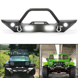 KUAFU Front Bumper Unlimited for Jeep Wrangler 07-18 JK Built-in LED Lights