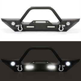 Forged LA VehiclePartsAndAccessories KUAFU Front Bumper Unlimited for Jeep Wrangler 07-18 JK Built-in LED Lights