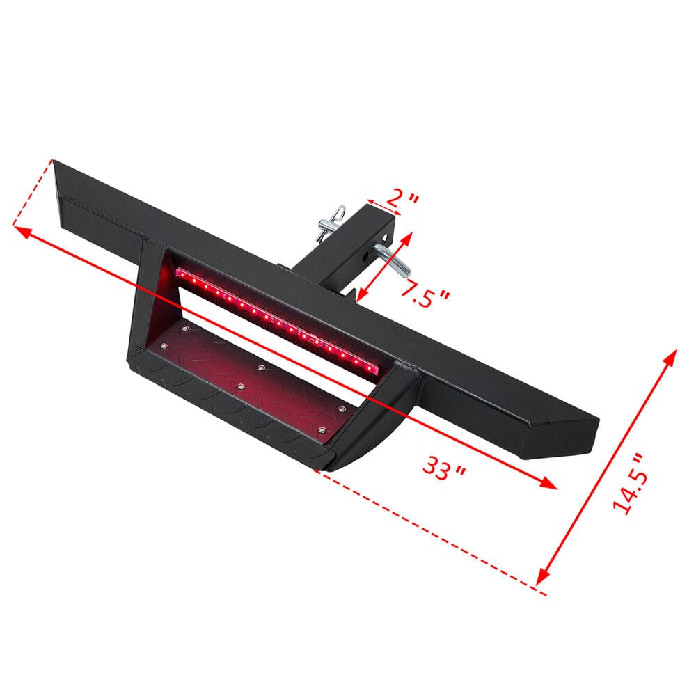 Forged LA VehiclePartsAndAccessories KUAFU Hitch Step Bar Bumper Guard W/ LED Brake Light For 2" Tow Trailer Receiver