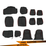 Leather Full Set Seat Cover For 2013-2018 Jeep Wrangler JK 4DR Red Stitch