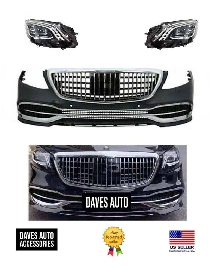 Mercedes-Benz VehiclePartsAndAccessories Maybach 560 bumper Front Conversion kit grille + Headligh + Grille S550 New