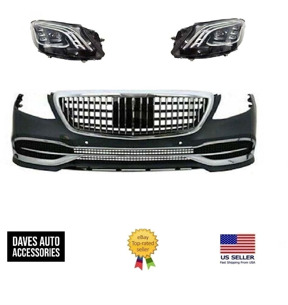 Mercedes-Benz VehiclePartsAndAccessories Maybach 560 bumper Front Conversion kit grille + Headligh + Grille S550 New