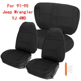 Forged LA VehiclePartsAndAccessories Neoprene Seat Covers For 91 92 93 94 95 Jeep Wrangler YJ 4WD SET (Front Rear)