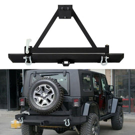 Forged LA VehiclePartsAndAccessories New Rear Bumper W/ Tire Carrier D-ring For 87-96 YJ & 97-06 TJ Jeep Wrangler