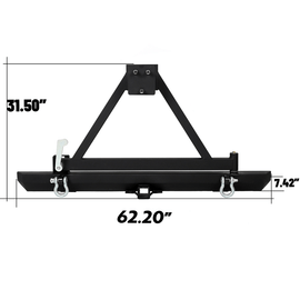 Forged LA VehiclePartsAndAccessories New Rear Bumper W/ Tire Carrier D-ring For 87-96 YJ & 97-06 TJ Jeep Wrangler