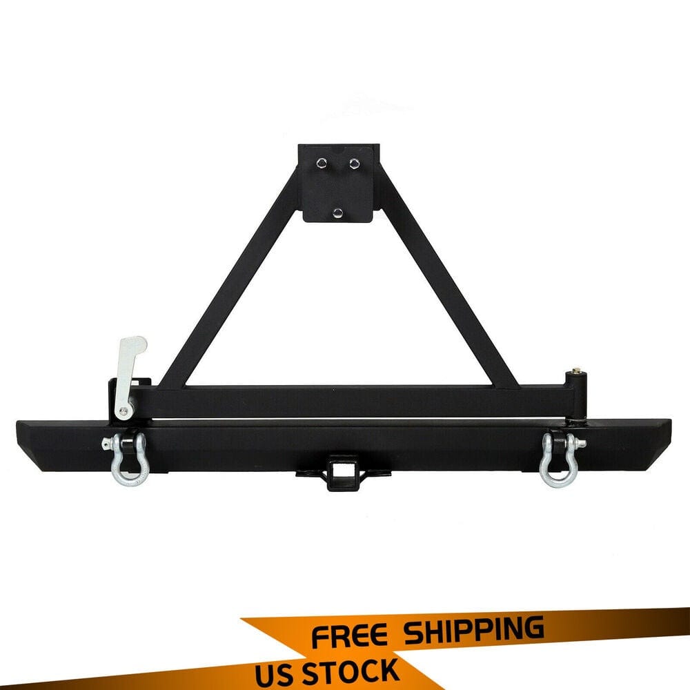 Forged LA VehiclePartsAndAccessories New Rear Bumper W/ Tire Carrier D-ring For 87-96 YJ & 97-06 TJ Jeep Wrangler