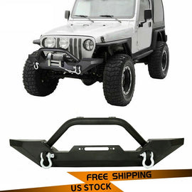 Forged LA VehiclePartsAndAccessories Powder Coated Front Bumper for Jeep Wrangler 87-06 TJ YJ w/Winch Plate & D-Rings