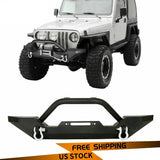 Powder Coated Front Bumper for Jeep Wrangler 87-06 TJ YJ w/Winch Plate & D-Rings
