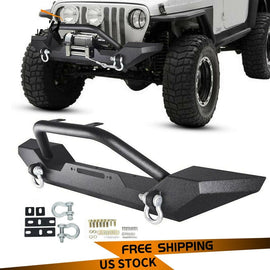 Forged LA VehiclePartsAndAccessories Powder Coated Front Bumper for Jeep Wrangler 87-06 TJ YJ w/Winch Plate & D-Rings