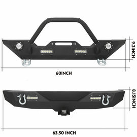 Forged LA VehiclePartsAndAccessories Powder-Coated Front Bumper + Rear Bumper Set For Jeep Wrangler 2007-2018 JK