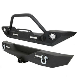 Forged LA VehiclePartsAndAccessories Powder-Coated Front Bumper + Rear Bumper Set For Jeep Wrangler 2007-2018 JK