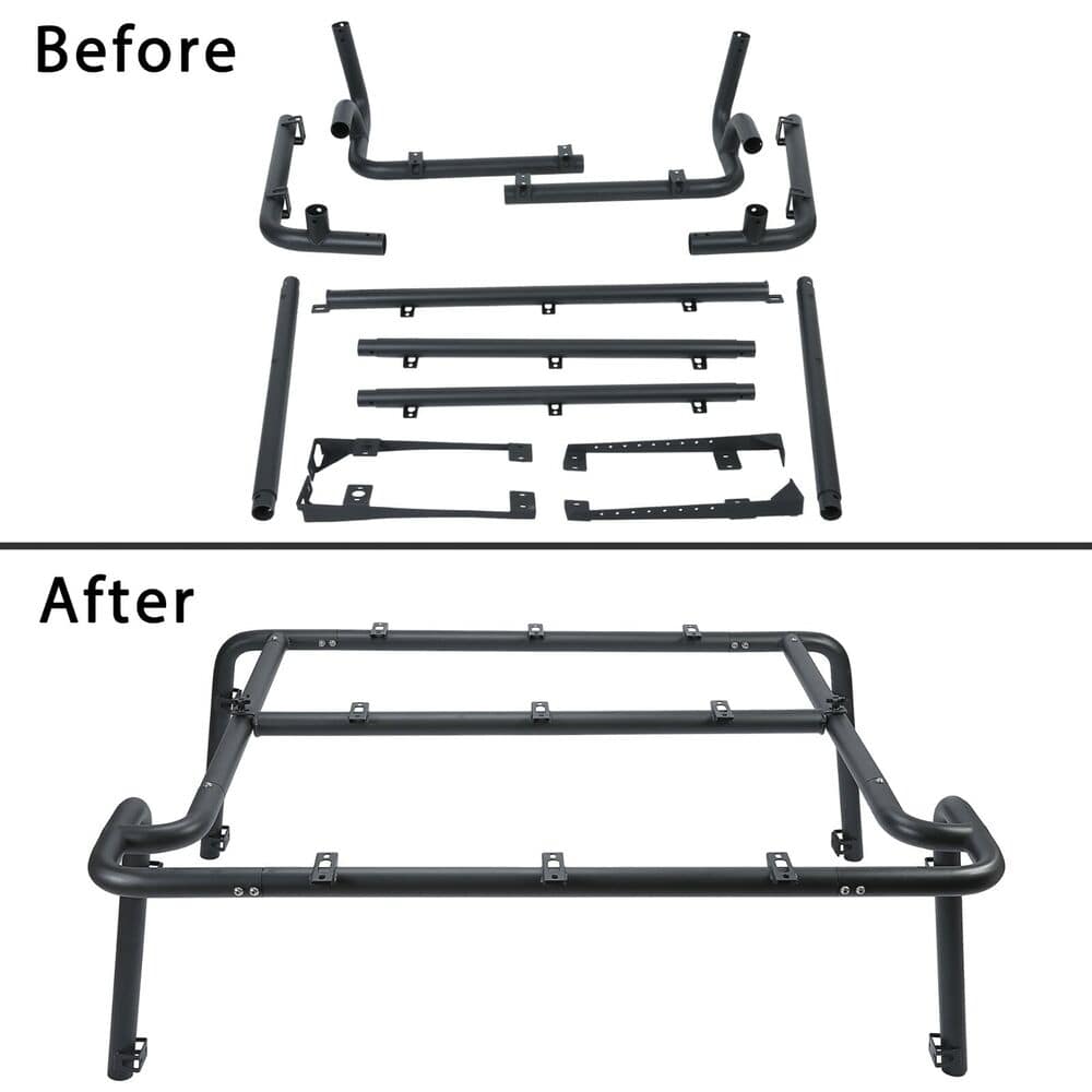 Forged LA VehiclePartsAndAccessories Powder Coated Roof Rack for 07-10 Jeep Wrangler JK Rubicon 2DR Textured Black