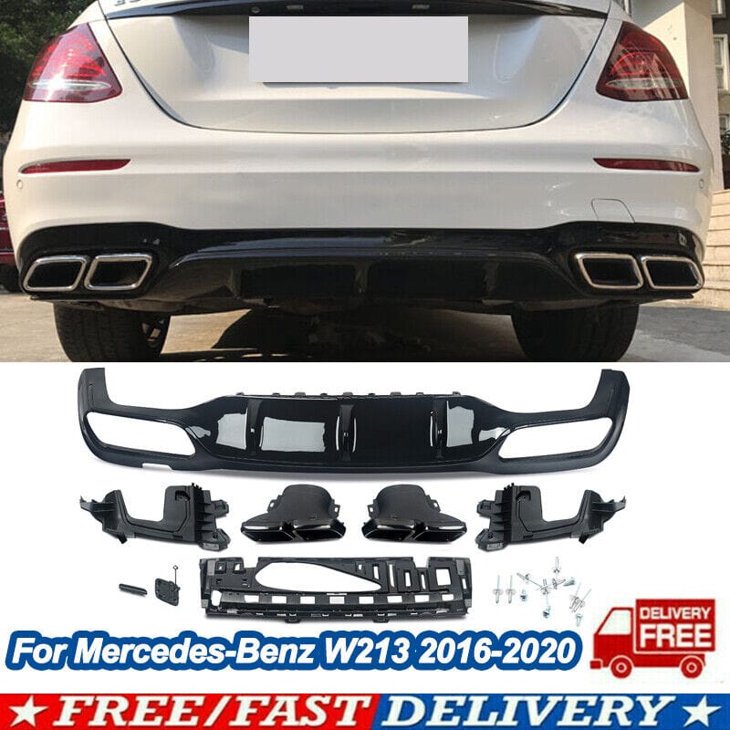 Forged LA VehiclePartsAndAccessories Rear Bumper Diffuser W/ Exhaust Tips For Mercedes W213 AMG E63 Style 2016-2020