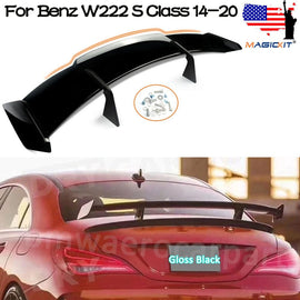 Forged LA VehiclePartsAndAccessories Rear Trunk GT Lip Spoiler in Glossy Black for Mercedes Benz S Class W222 14-20