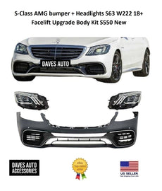 BMW VehiclePartsAndAccessories S-Class AMG bumper + Headlights S63 W222 18+ Facelift Upgrade Body Kit S550 New