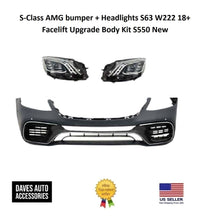 Load image into Gallery viewer, BMW VehiclePartsAndAccessories S-Class AMG bumper + Headlights S63 W222 18+ Facelift Upgrade Body Kit S550 New