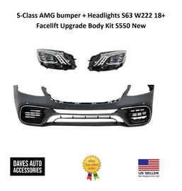 BMW VehiclePartsAndAccessories S-Class AMG bumper + Headlights S63 W222 18+ Facelift Upgrade Body Kit S550 New